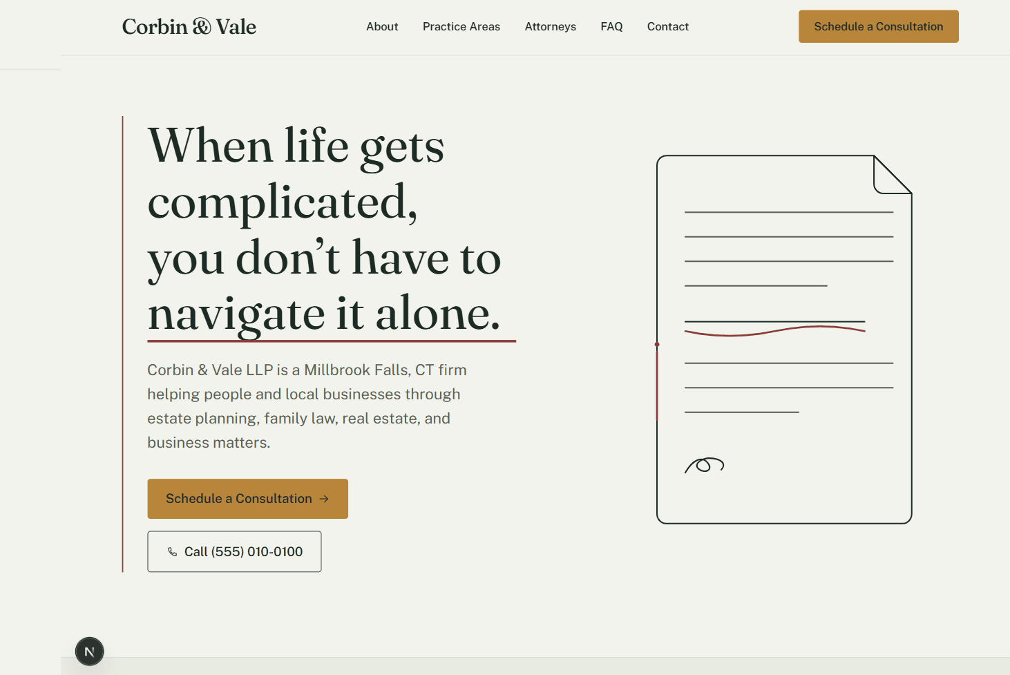 Corbin & Vale website preview